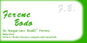 ferenc bodo business card